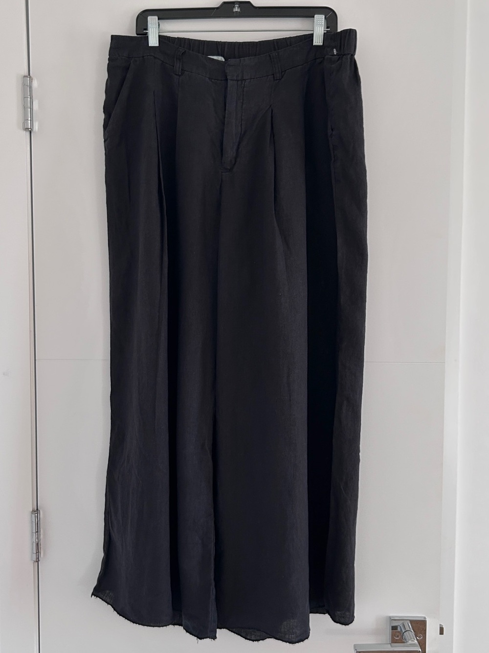 Maeve 100% Linen Pants Wide Leg 1X Black Pockets Boho Summer Vacation Resort